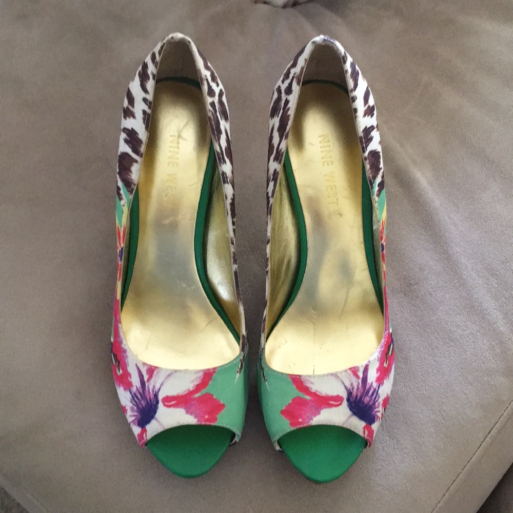 Nine West floral heels